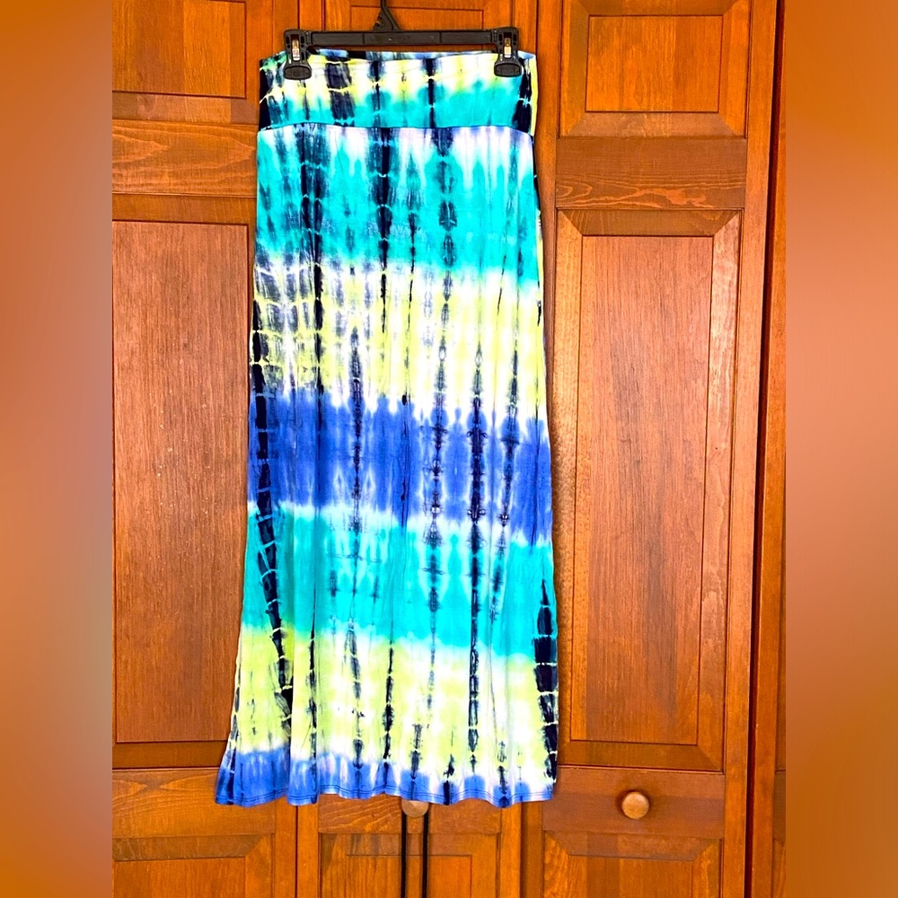 BCX Multicolor Tie-Dye Boho Maxi Skirt